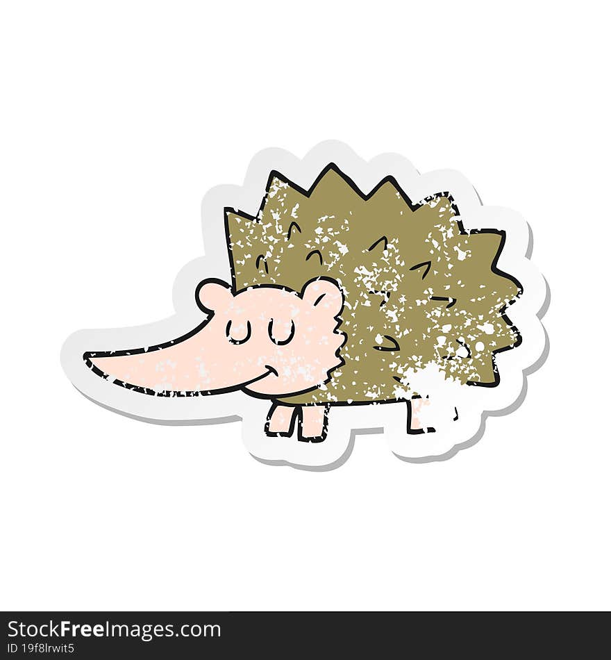 retro distressed sticker of a cartoon hedgehog