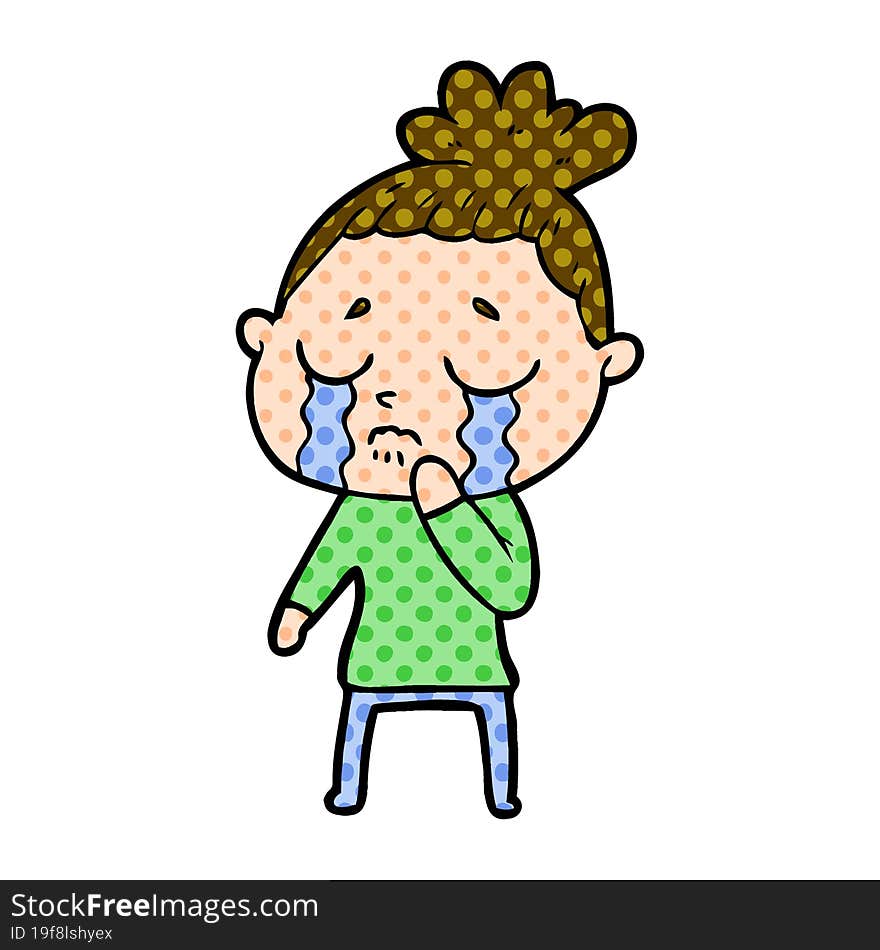 cartoon crying woman. cartoon crying woman