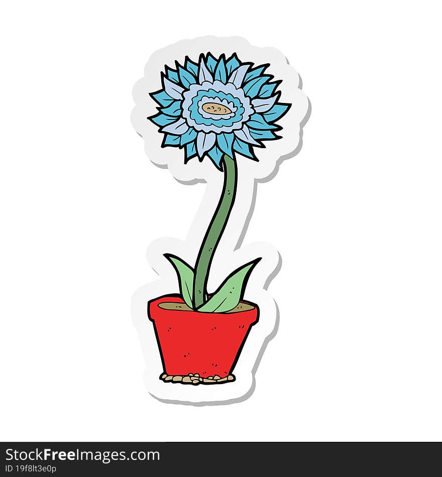 sticker of a cartoon flower in pot