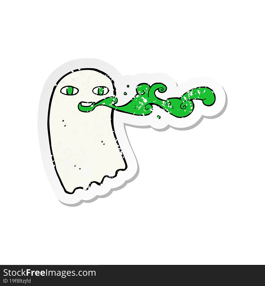 retro distressed sticker of a cartoon gross ghost