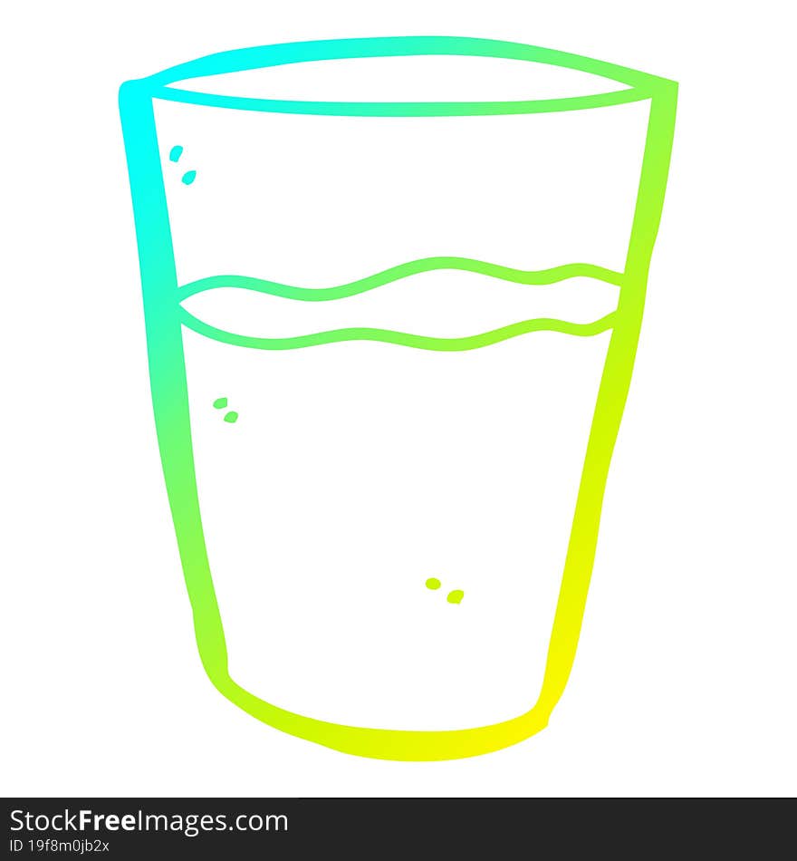 cold gradient line drawing of a cartoon glass of water