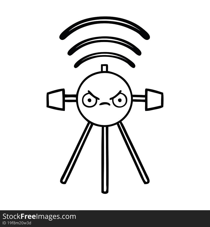 line drawing cartoon satellite