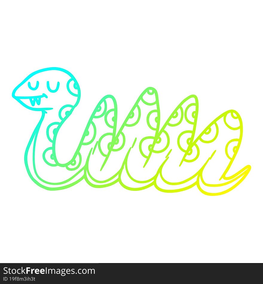 cold gradient line drawing cartoon snake