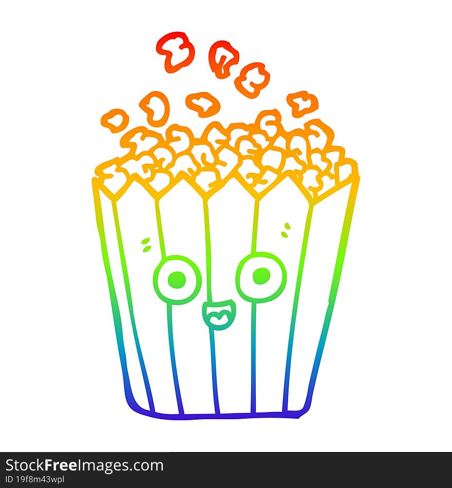 Rainbow Gradient Line Drawing Cartoon Popcorn