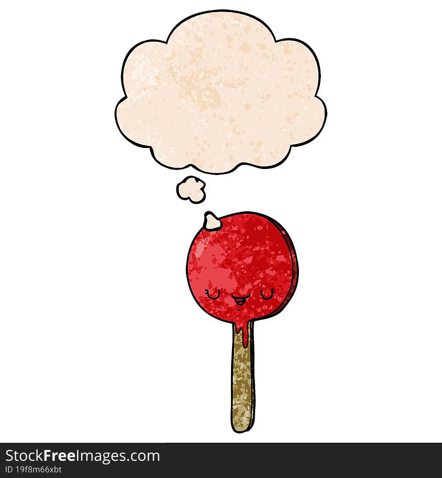 Cartoon Candy Lollipop And Thought Bubble In Grunge Texture Pattern Style