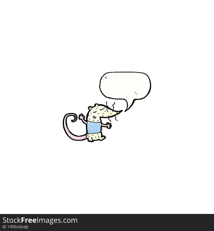 cartoon white mouse with speech bubble