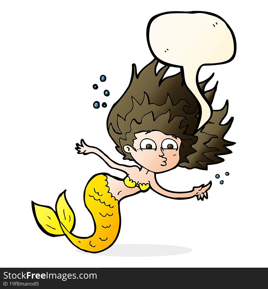 cartoon mermaid with speech bubble