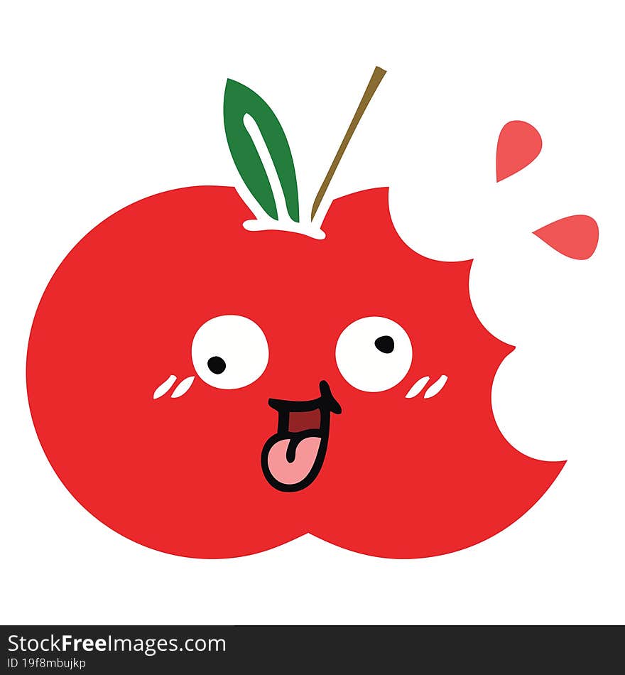 flat color retro cartoon red apple