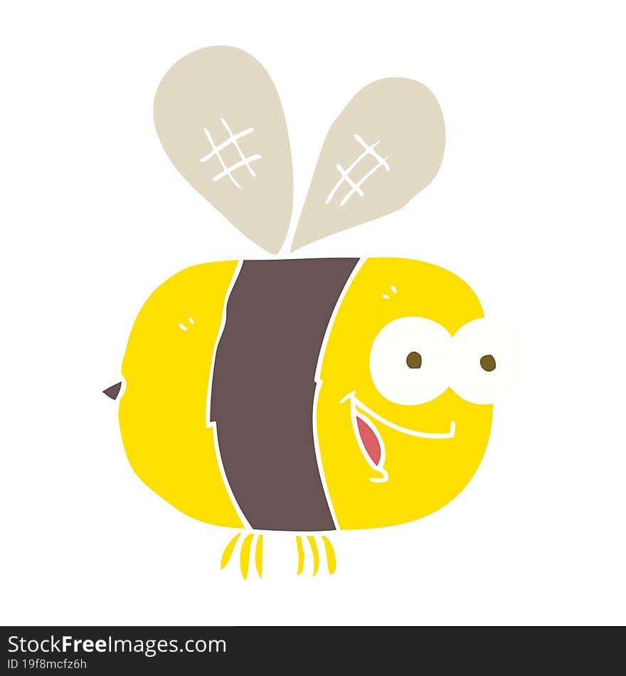 Flat Color Illustration Of A Cartoon Bee