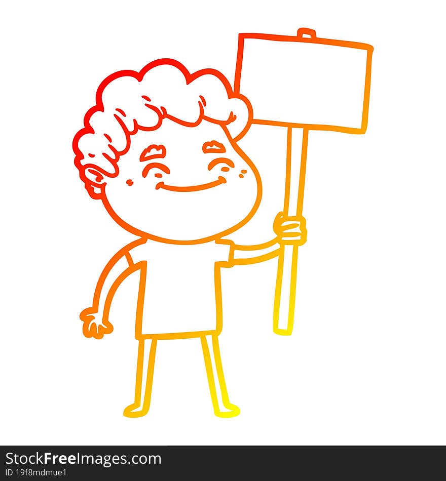 warm gradient line drawing cartoon friendly man