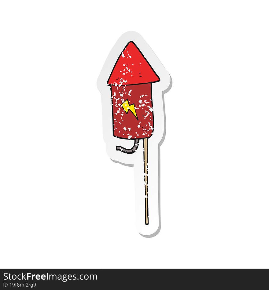 Retro Distressed Sticker Of A Cartoon Firework