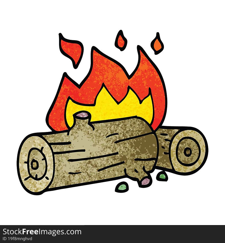 cartoon doodle burning logs