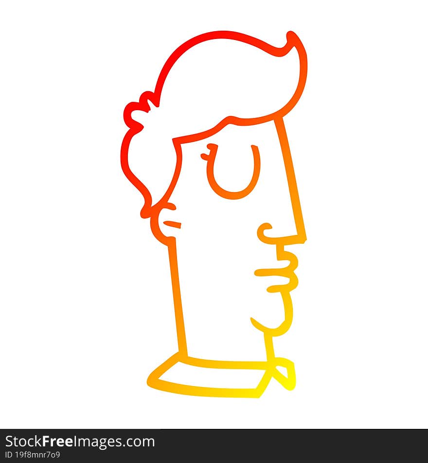 warm gradient line drawing cartoon human head