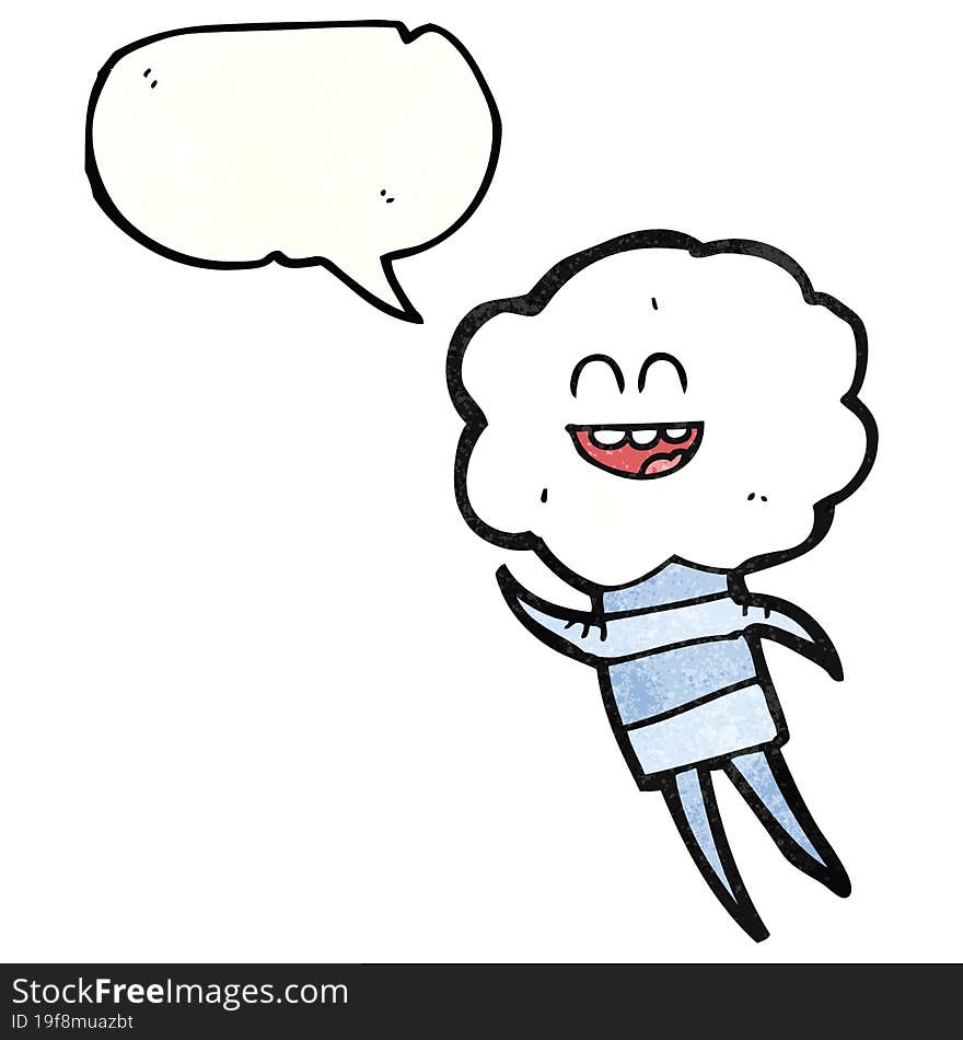 speech bubble textured cartoon cute cloud head creature