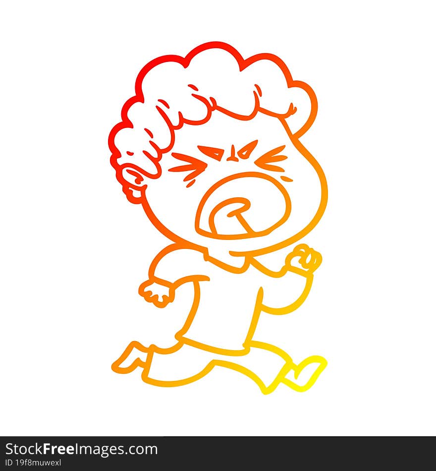 warm gradient line drawing cartoon furious man