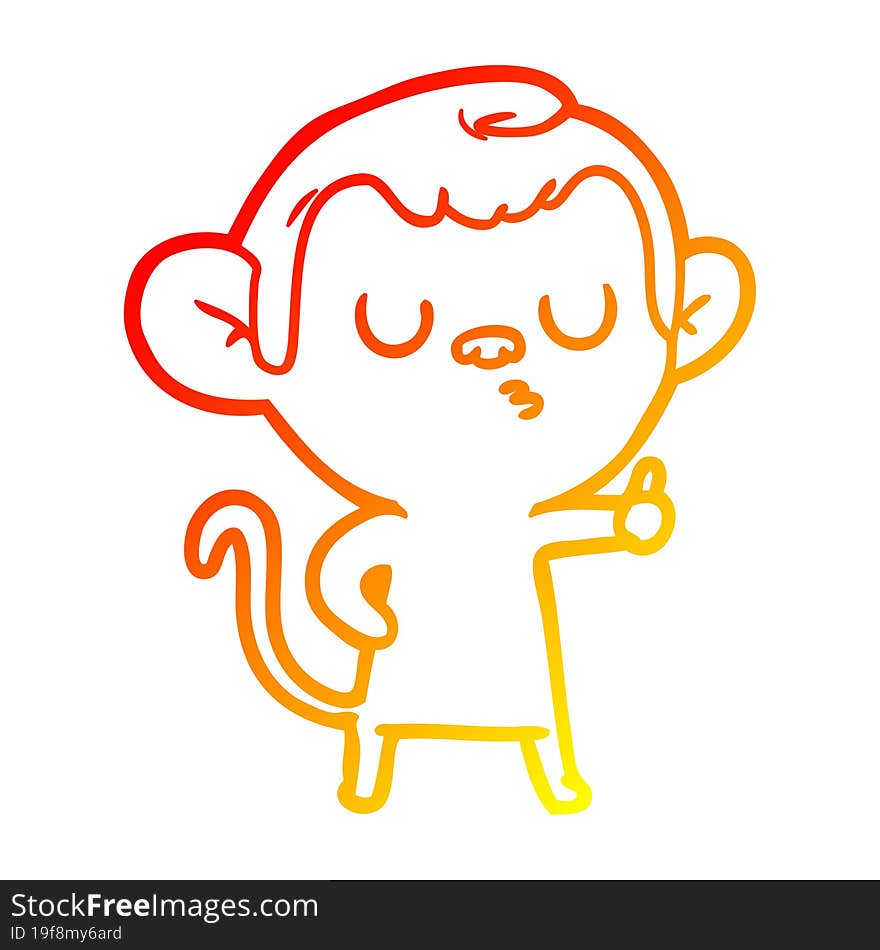 warm gradient line drawing cartoon calm monkey