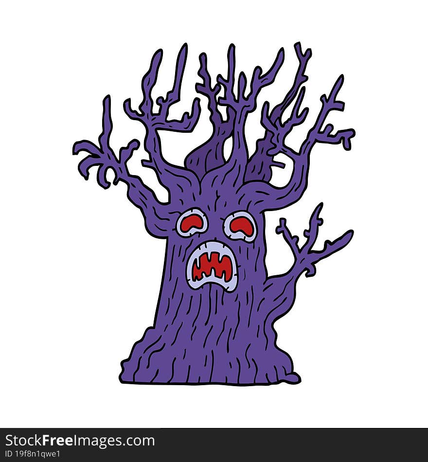 Cartoon Doodle Spooky Tree