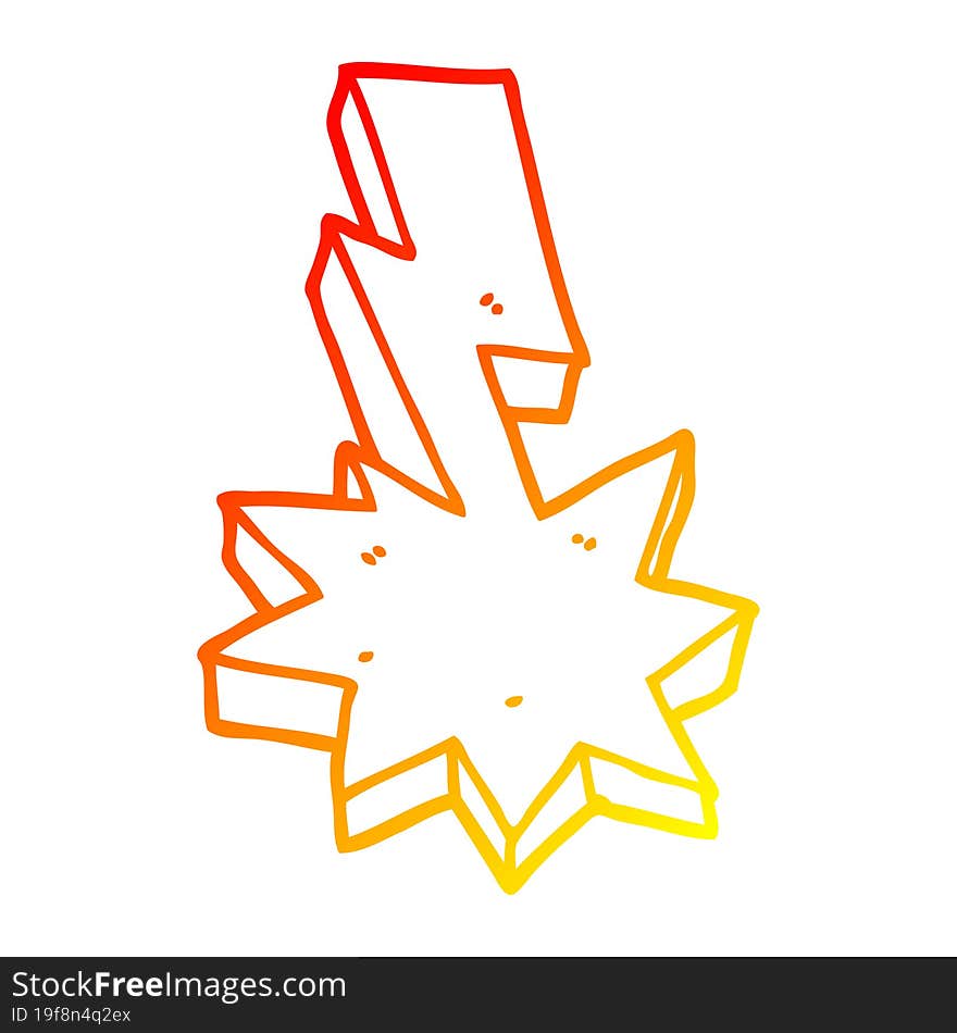 Warm Gradient Line Drawing Cartoon Lightning Strike