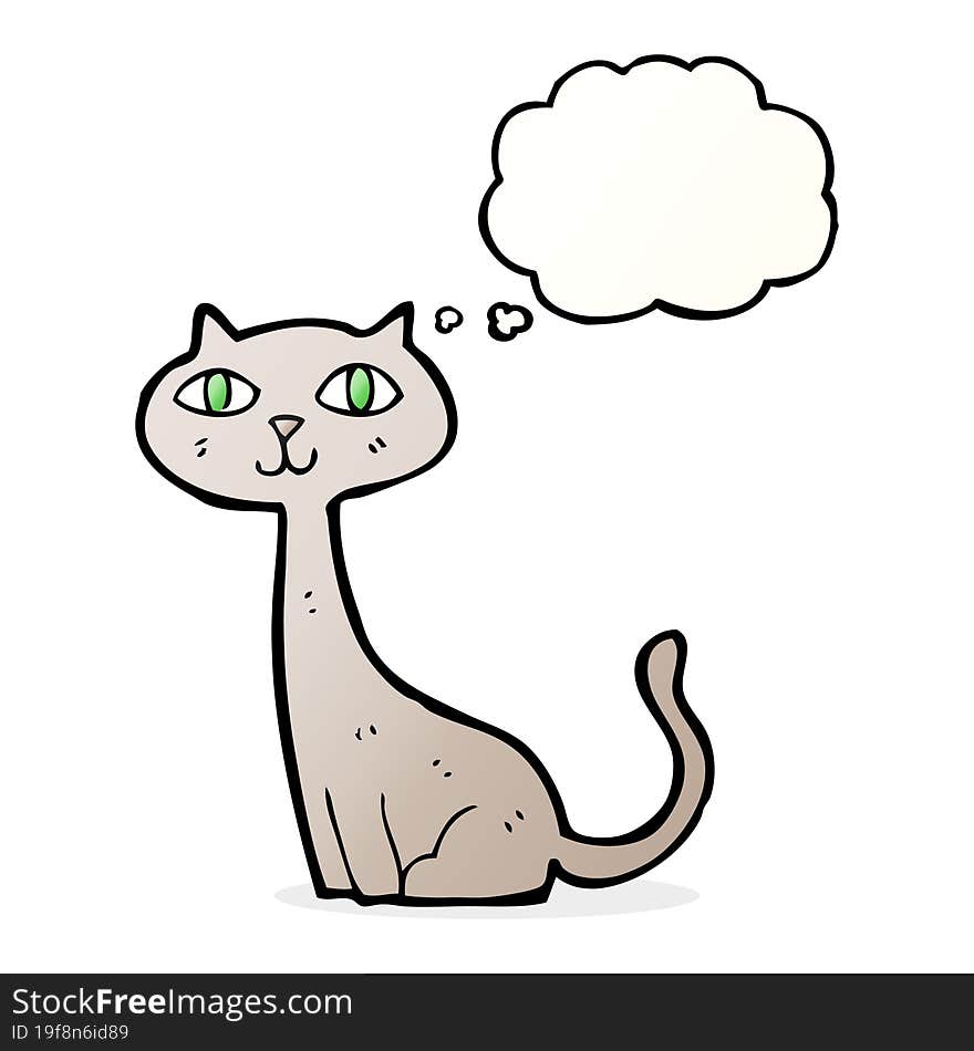 cartoon cat with thought bubble