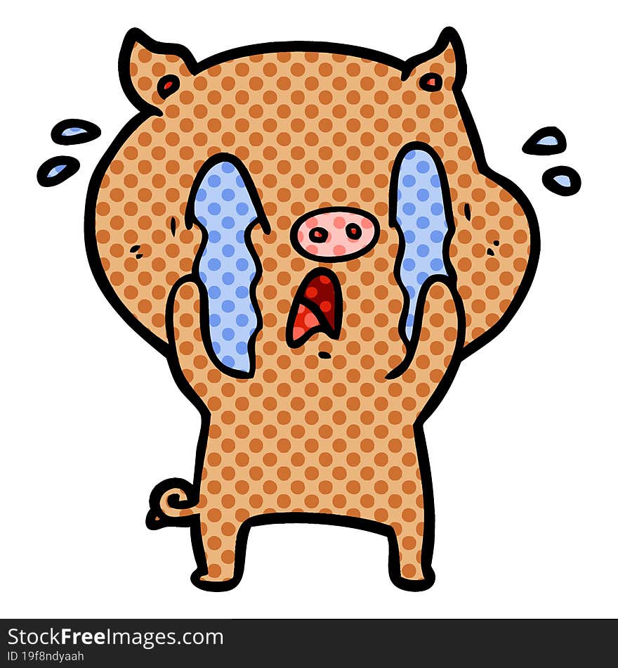 crying pig cartoon. crying pig cartoon