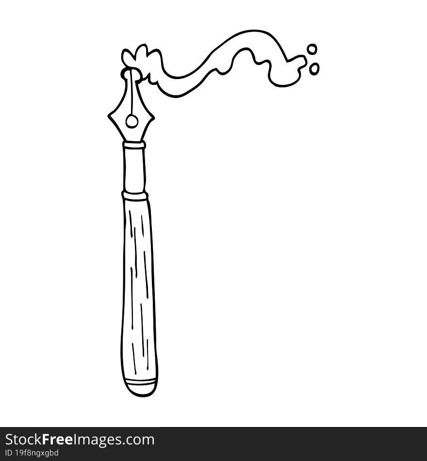 line drawing cartoon fountain pen