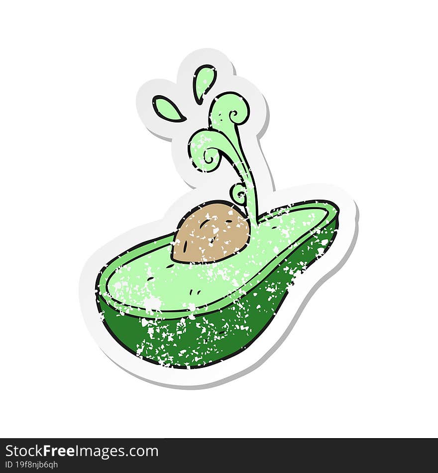 Retro Distressed Sticker Of A Cartoon Avocado