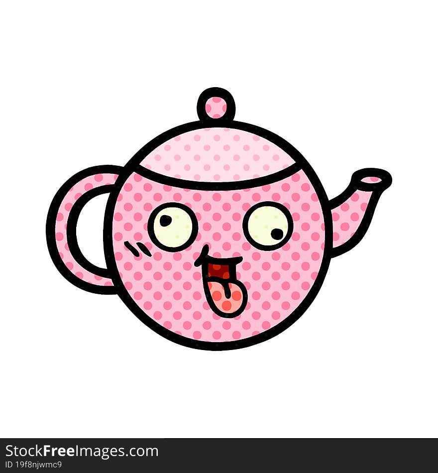 Comic Book Style Cartoon Teapot