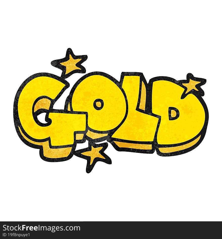 textured cartoon word gold