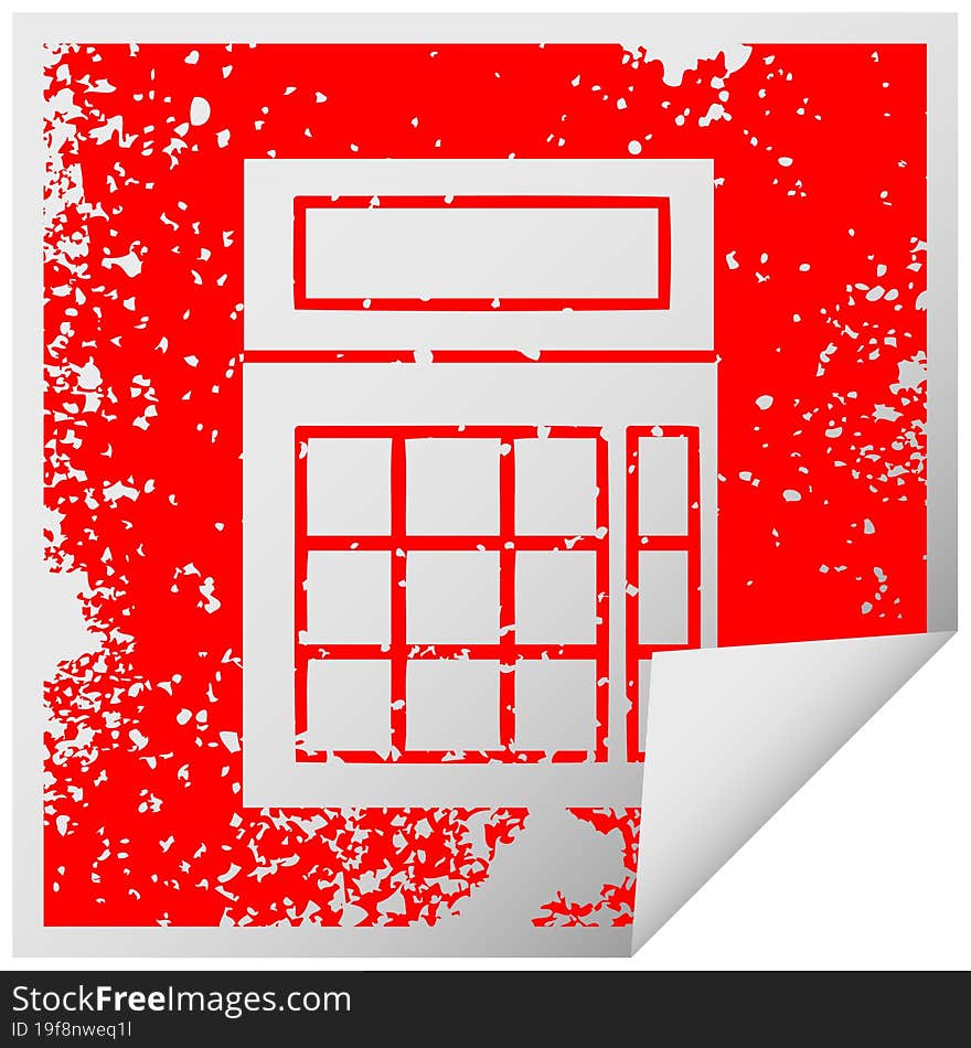 distressed square peeling sticker symbol school calculator