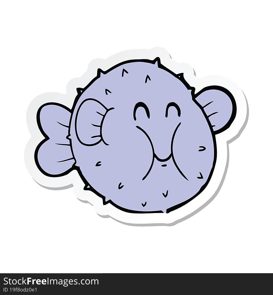 sticker of a cartoon puffer fish