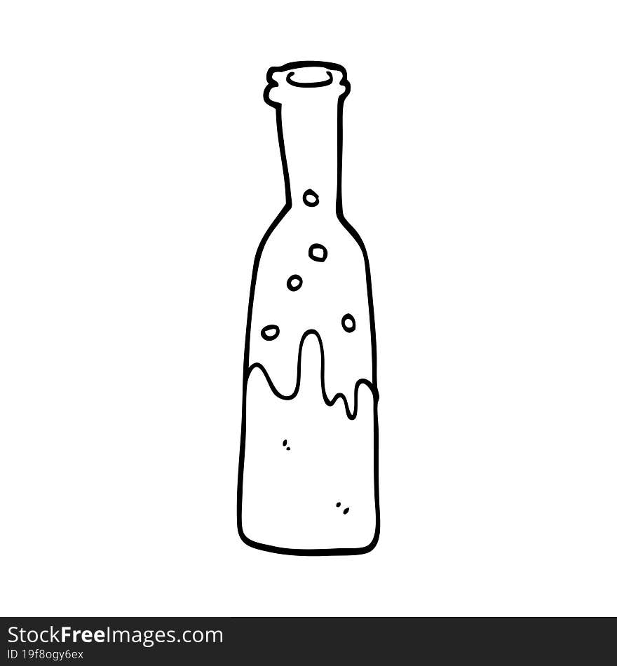 line drawing cartoon bottle with sloshing wine