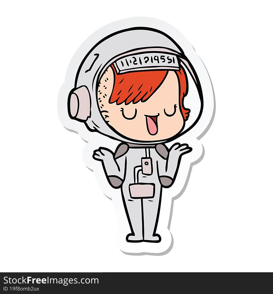 sticker of a cartoon astronaut woman