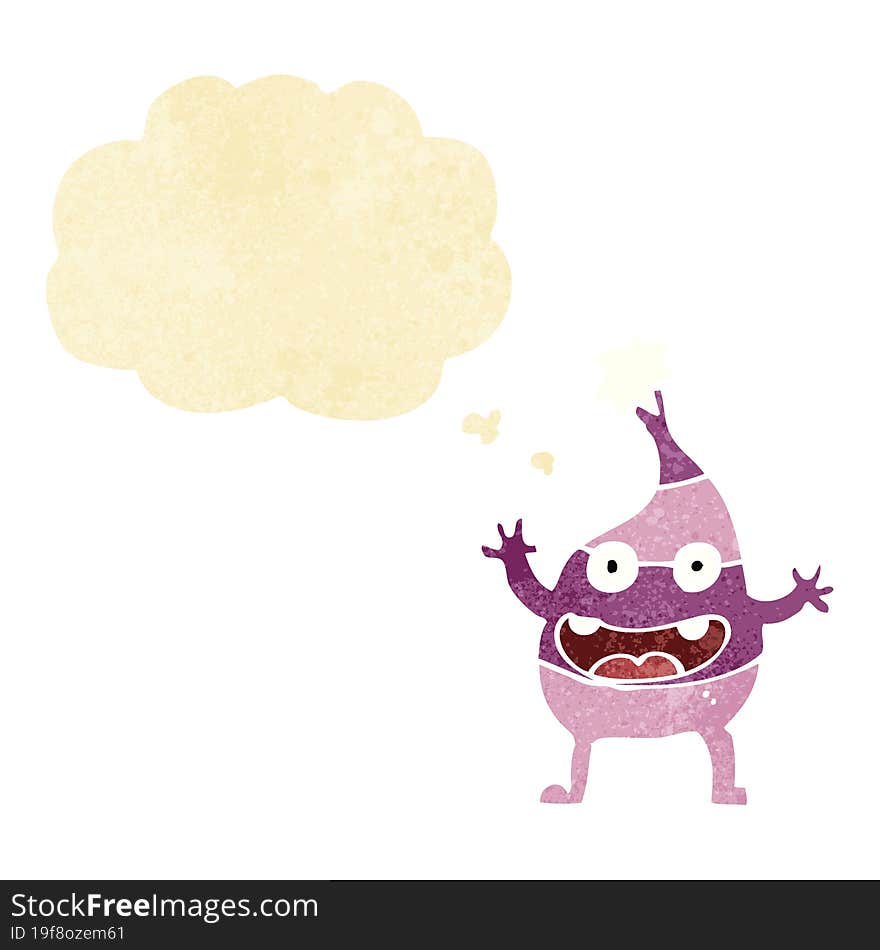 Cartoon Funny Creature With Thought Bubble