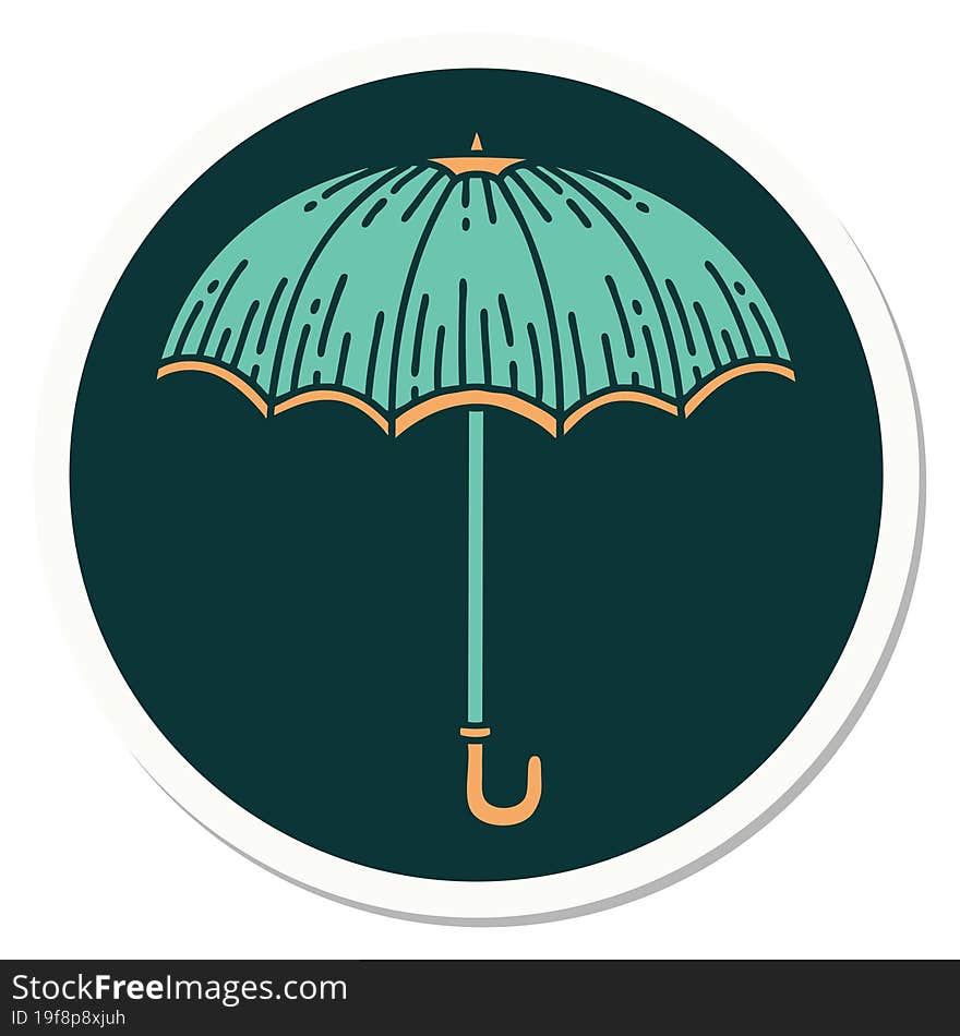 Tattoo Style Sticker Of An Umbrella