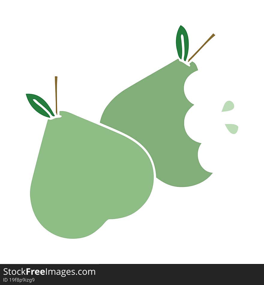 flat color retro cartoon of a green pear