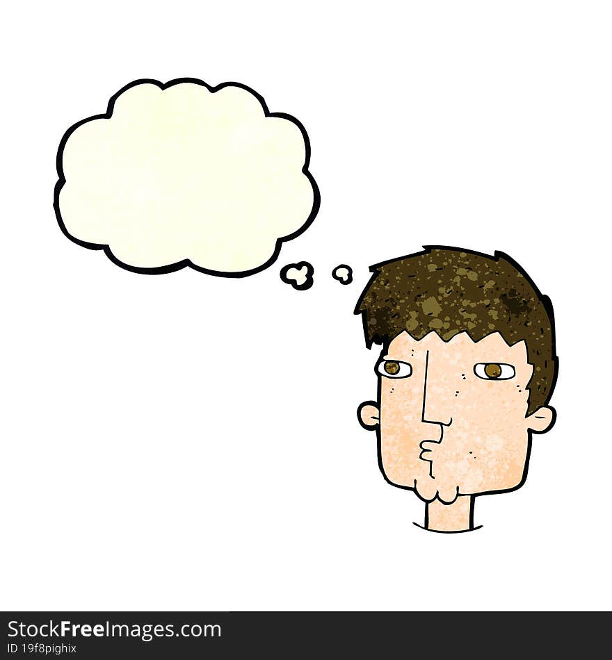 Cartoon Curious Man With Thought Bubble