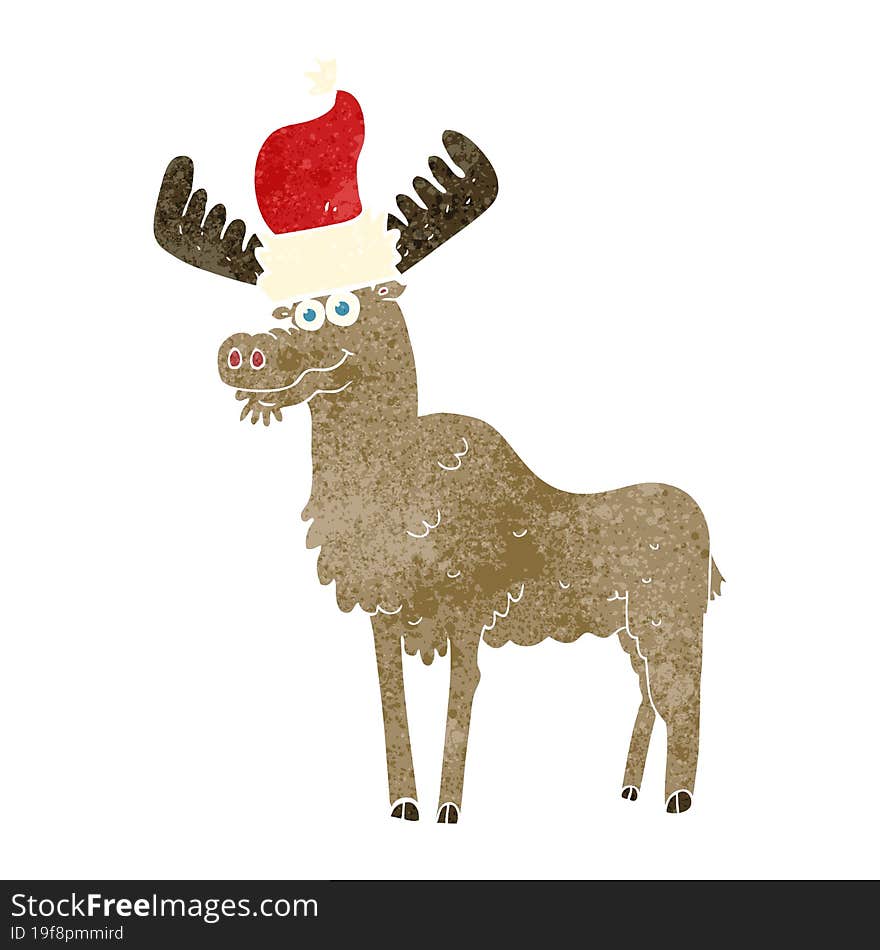 retro cartoon christmas moose