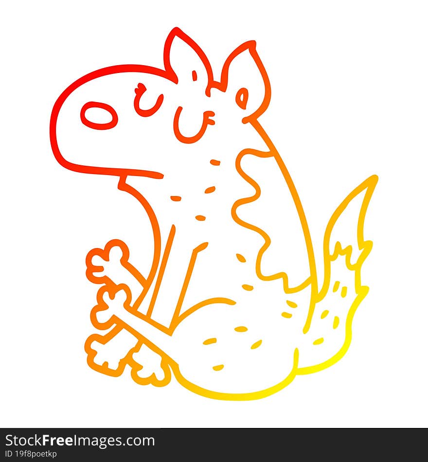 warm gradient line drawing cartoon dog sitting