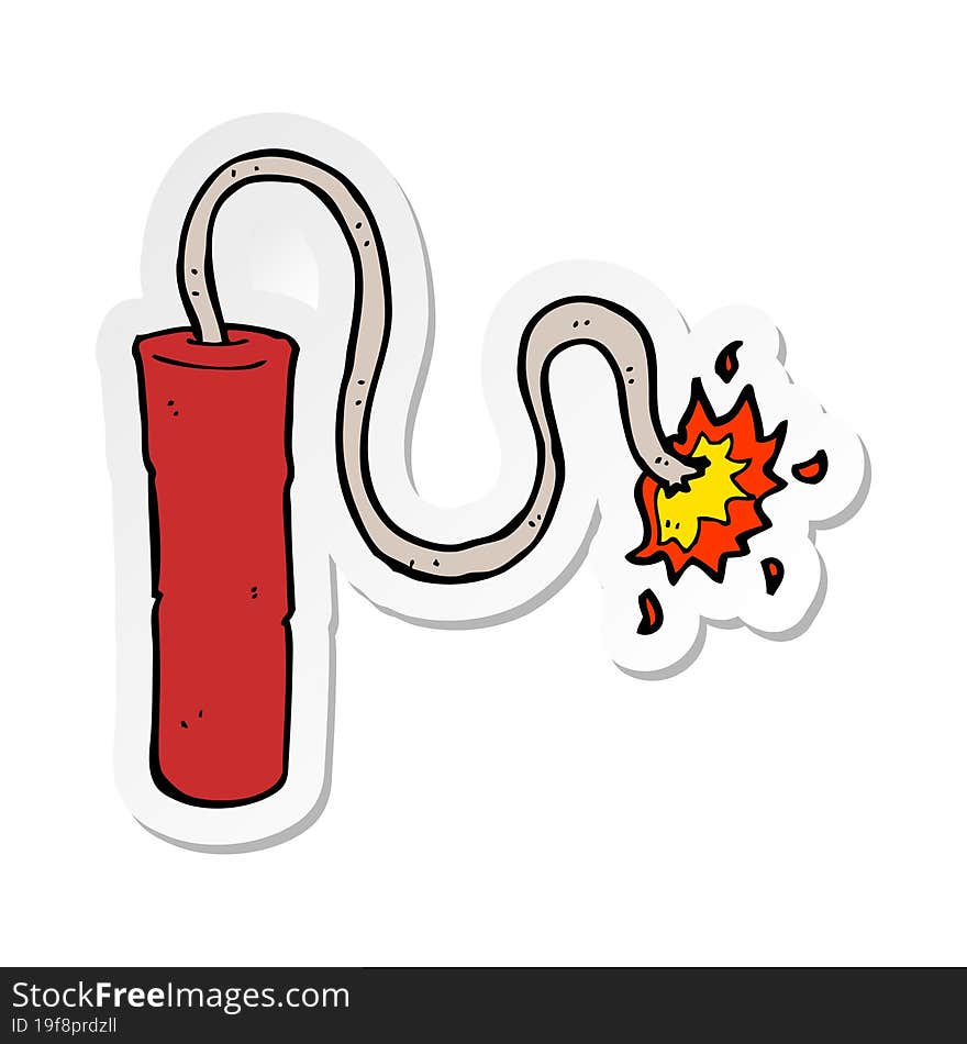 sticker of a cartoon dynamite burning