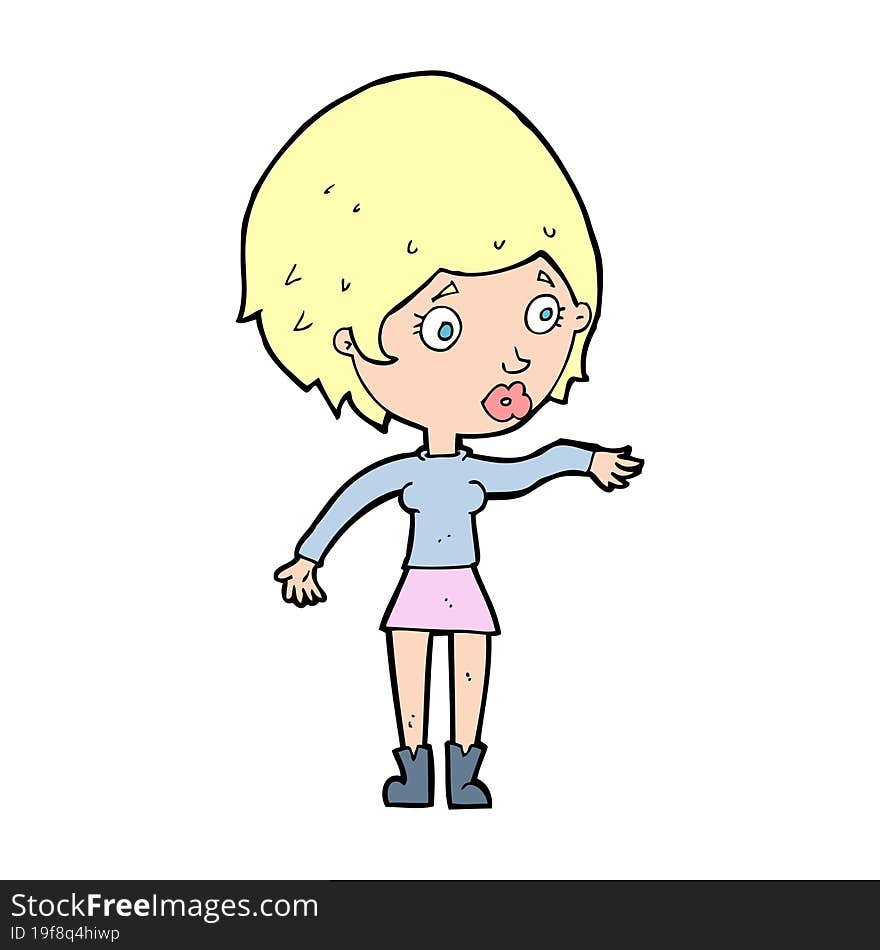 Cartoon Concerned Woman Reaching Out