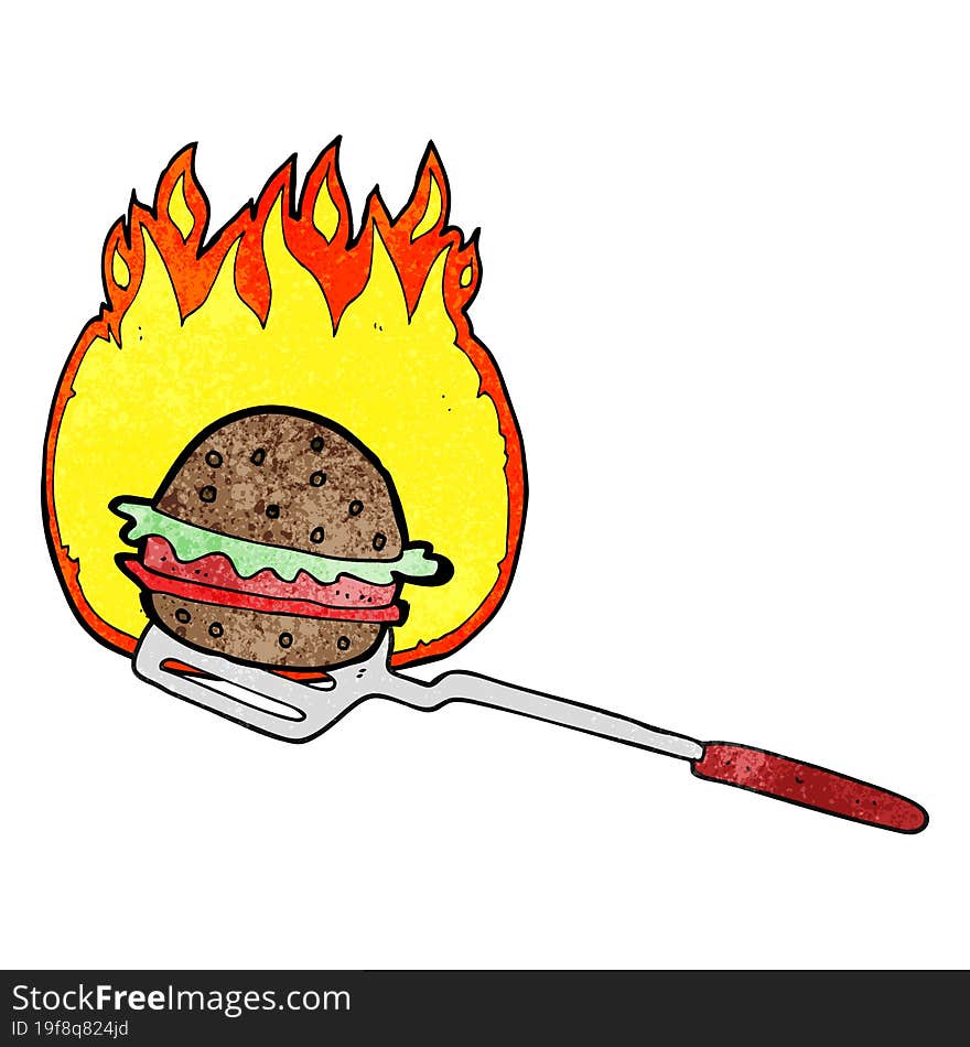 textured cartoon cooking burger