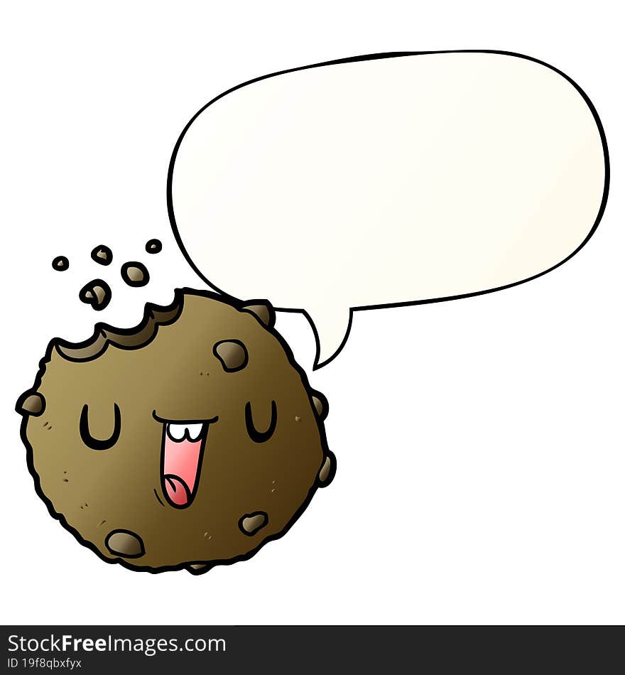 cartoon cookie and speech bubble in smooth gradient style