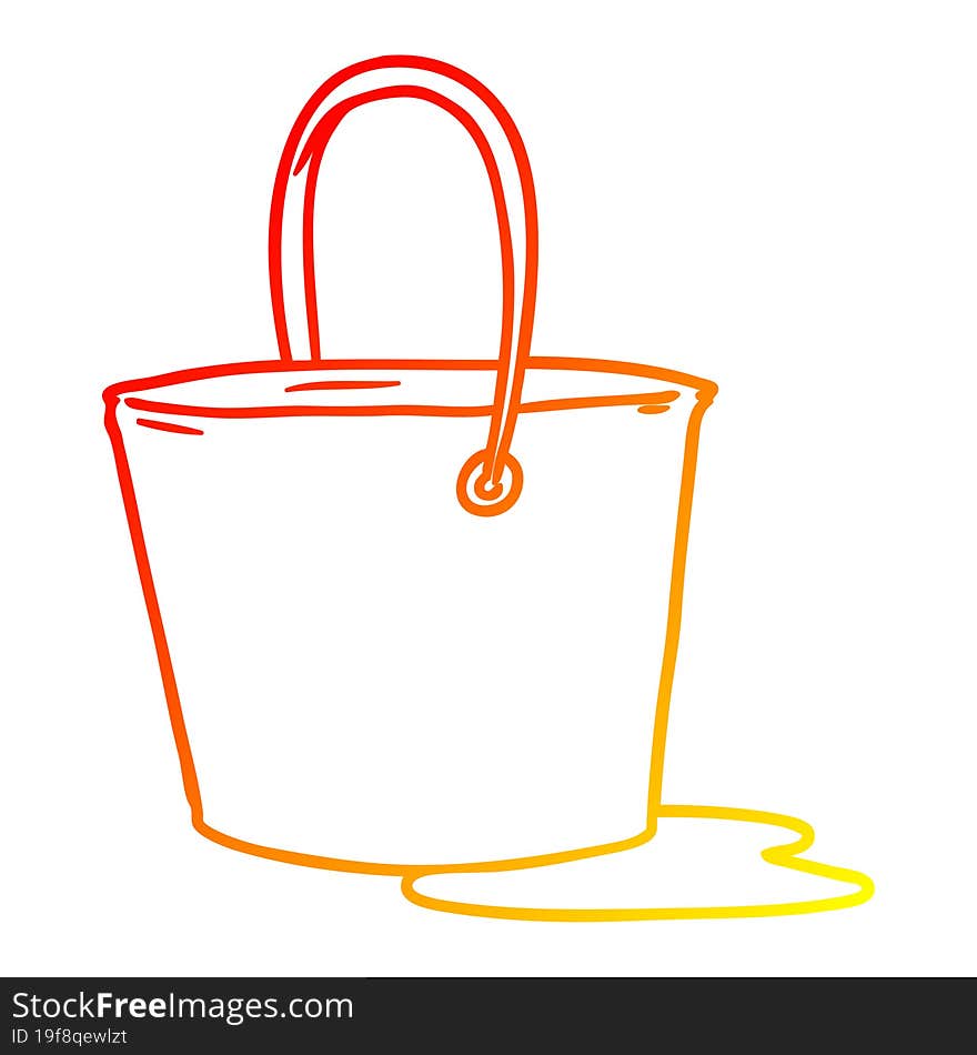 warm gradient line drawing cartoon bucket of water