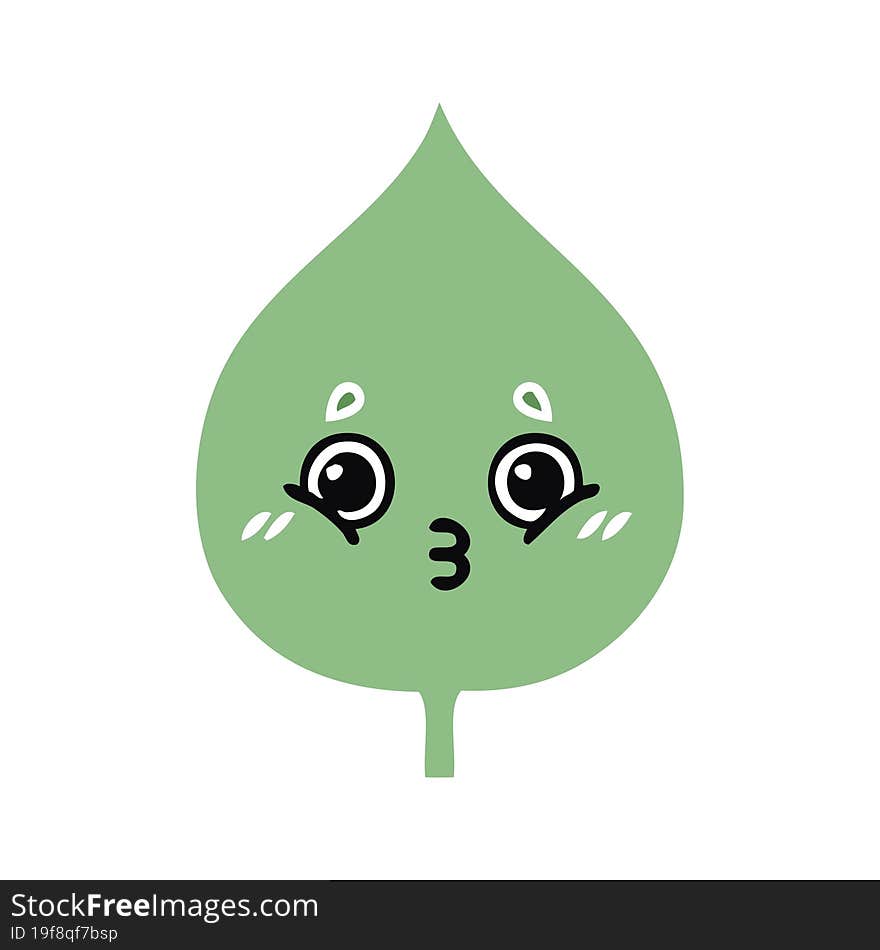 flat color retro cartoon expressional leaf