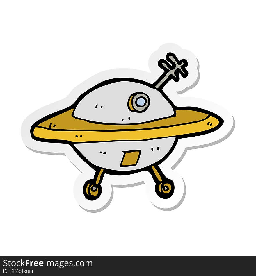 sticker of a cartoon flying saucer