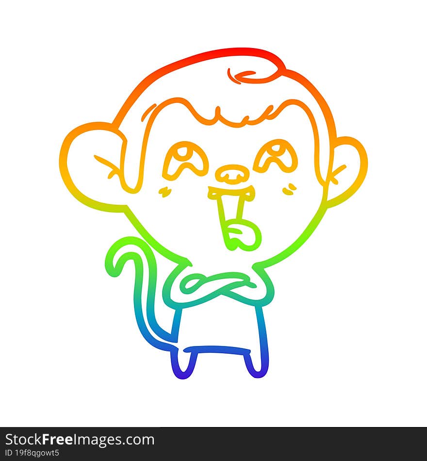 rainbow gradient line drawing crazy cartoon monkey