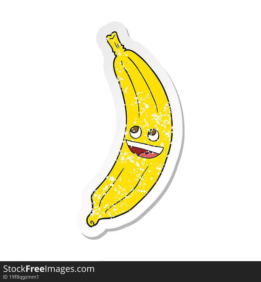 Retro Distressed Sticker Of A Cartoon Banana