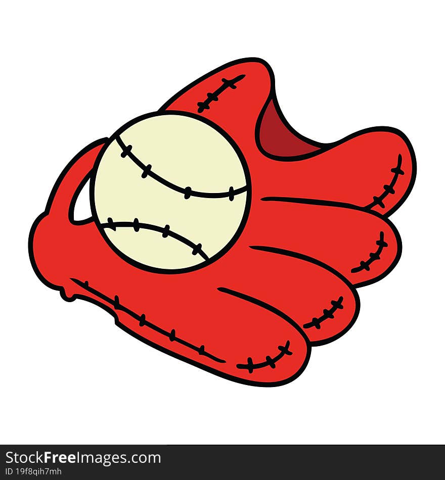 cartoon doodle of a baseball and glove