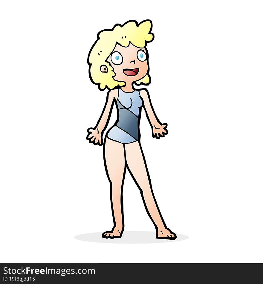 cartoon woman in swimming costume