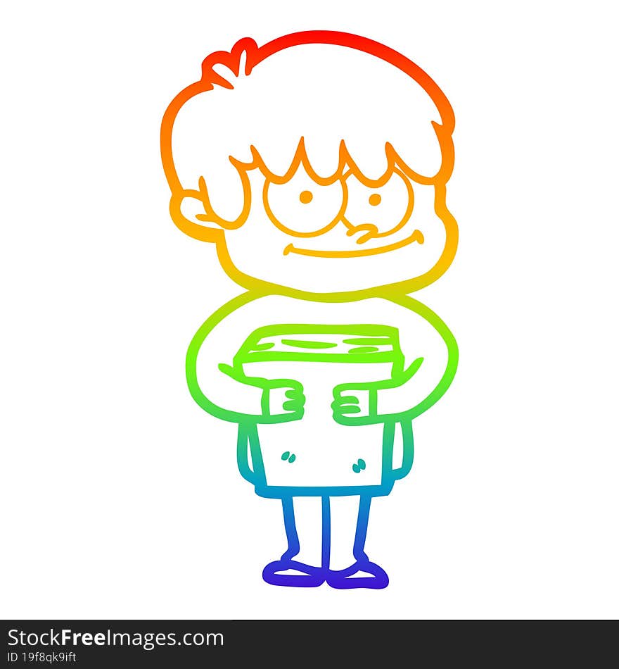 rainbow gradient line drawing happy cartoon man